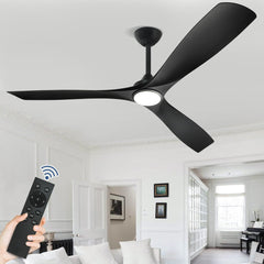 Depuley 60" Remote Ceiling Fan with Lights, Low Profile Modern Ceiling Fans, Noiseless Reversible DC Motor for Patios/Living Room/Study/Gazebo Lighting, Timing, 3 Light Color Changeable-Matte Black - WS-FPZ41-18C-BL 2 | DEPULEY