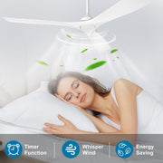 Depuley 60" White Flush Mount Remote Ceiling Fan No Light, Low Profile Modern Ceiling Fans Without Light, Noiseless Reversible DC Motor for Patios/Living Room/Study/Gazebo, Timing - WS-FPZ43-18B-WH 9 | DEPULEY
