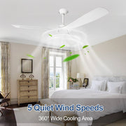 Depuley 60" White Flush Mount Remote Ceiling Fan No Light, Low Profile Modern Ceiling Fans Without Light, Noiseless Reversible DC Motor for Patios/Living Room/Study/Gazebo, Timing - WS-FPZ43-18B-WH 8 | DEPULEY