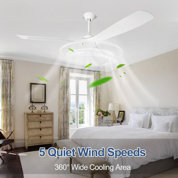 Depuley 60" White Flush Mount Remote Ceiling Fan No Light, Low Profile Modern Ceiling Fans Without Light, Noiseless Reversible DC Motor for Patios/Living Room/Study/Gazebo, Timing - WS-FPZ43-18B-WH 8 | DEPULEY
