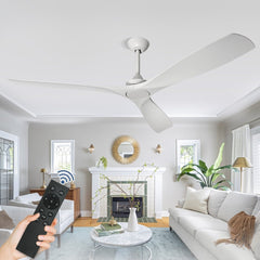 Depuley 60" White Flush Mount Remote Ceiling Fan No Light, Low Profile Modern Ceiling Fans Without Light, Noiseless Reversible DC Motor for Patios/Living Room/Study/Gazebo, Timing - WS-FPZ43-18B-WH 11 | DEPULEY
