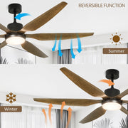 Depuley 66" Ceiling Fans with Lights Remote Control, Indoor Outdoor Black Ceiling Fan with 6 Blades, Dimmable Modern Room Fan for Patio Living Room, Summer House, Office, Reversible Quiet DC Motor - WS-FPZ32-12B 7 | DEPULEY