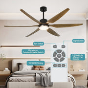 Depuley 66" Ceiling Fans with Lights Remote Control, Indoor Outdoor Black Ceiling Fan with 6 Blades, Dimmable Modern Room Fan for Patio Living Room, Summer House, Office, Reversible Quiet DC Motor - WS-FPZ32-12B 5 | DEPULEY