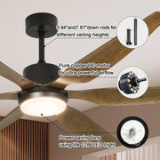 Depuley 66" Ceiling Fans with Lights Remote Control, Indoor Outdoor Black Ceiling Fan with 6 Blades, Dimmable Modern Room Fan for Patio Living Room, Summer House, Office, Reversible Quiet DC Motor - WS-FPZ32-12B 4 | DEPULEY