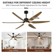 Depuley 66" Ceiling Fans with Lights Remote Control, Indoor Outdoor Black Ceiling Fan with 6 Blades, Dimmable Modern Room Fan for Patio Living Room, Summer House, Office, Reversible Quiet DC Motor - WS-FPZ32-12B 10 | DEPULEY
