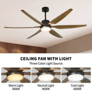 Depuley 66" Ceiling Fans with Lights Remote Control, Indoor Outdoor Black Ceiling Fan with 6 Blades, Dimmable Modern Room Fan for Patio Living Room, Summer House, Office, Reversible Quiet DC Motor - WS-FPZ32-12B 3 | DEPULEY