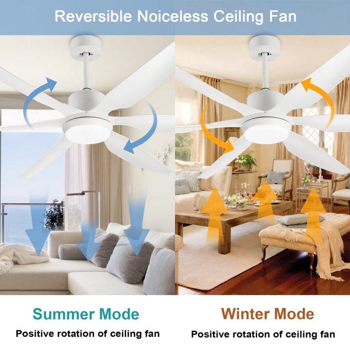 Depuley 66 Inch White Ceiling Fans with Lights Remote Control, 6 Blade Modern Ceiling Fan with Dimmble LED Lights, Indoor and Outdoor for Patio, Living Room, Bedroom, Office, Reversible Quiet DC Motor - WS-FPZ32-12B-WH 5 | DEPULEY