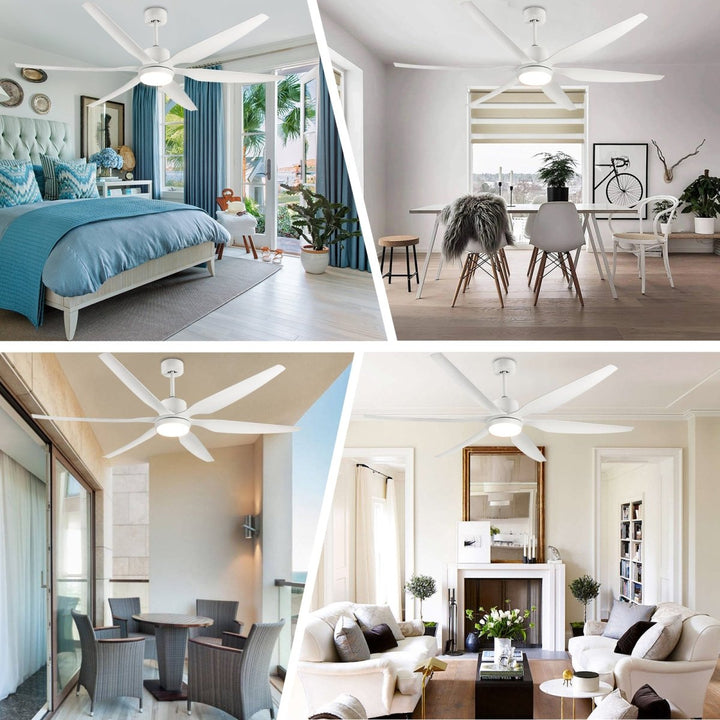 Depuley 66 Inch White Ceiling Fans with Lights Remote Control, 6 Blade Modern Ceiling Fan with Dimmble LED Lights, Indoor and Outdoor for Patio, Living Room, Bedroom, Office, Reversible Quiet DC Motor - WS-FPZ32-12B-WH 6 | DEPULEY