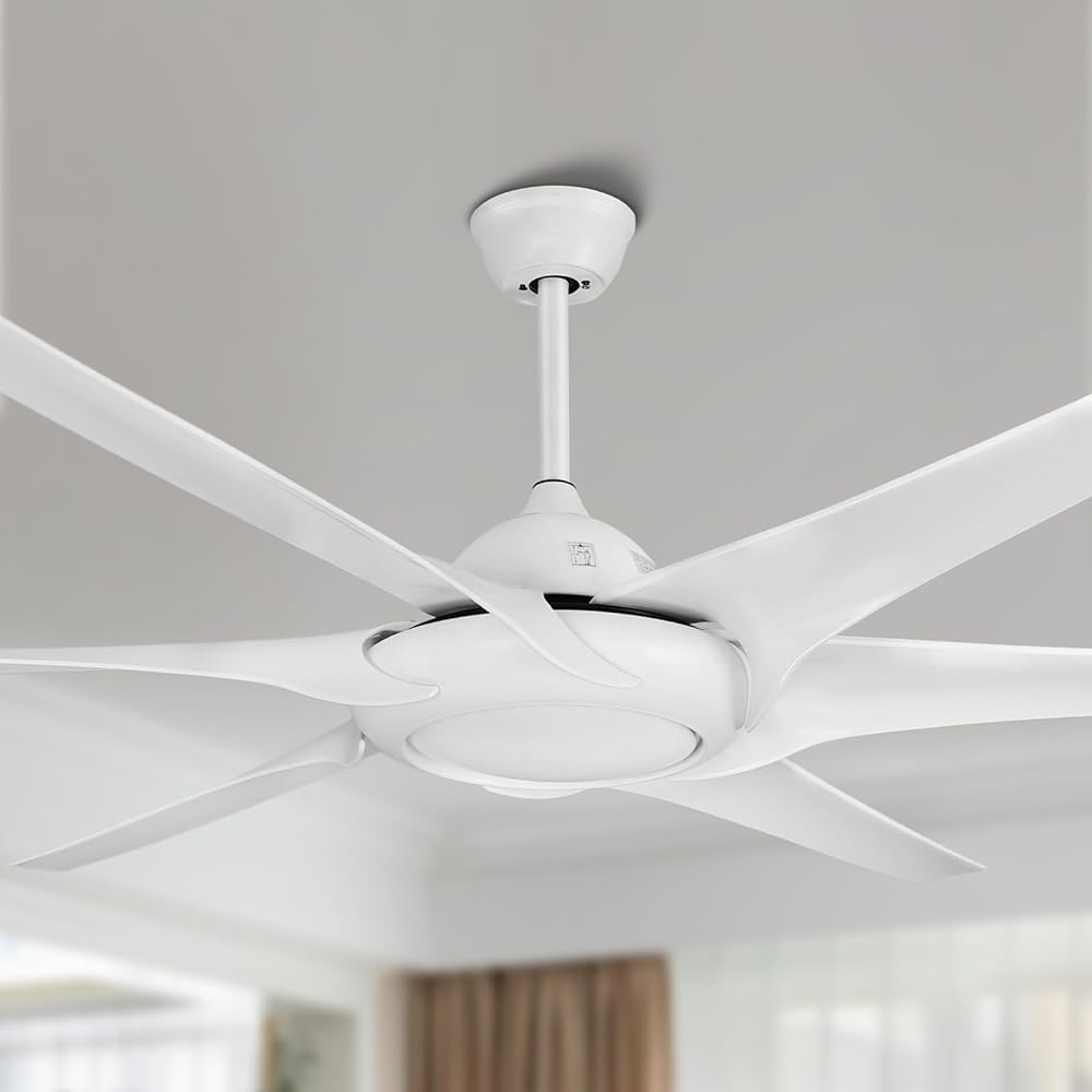 Depuley 80'' / 100'' White Modern Remote Ceiling Fan No Light, Low Profile Ceiling Fans Without Light, Large Ceiling Fan Noiseless Reversible DC Motor for Living Room/Patio/Farmhouser, 6-Speed, Timing - WS-FNZ58-6-W 2 | DEPULEY