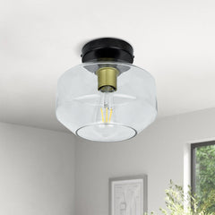 Depuley Chandeliers Ceiling Light, Industrial Light Fitting for Bedroom, Semi Flush Mount Dining Room Lights with Clear Glass Shade, Farmhouse Light Fixture for Kitchen, Living Room, Hallway - WSCL32-01-T 1 | DEPULEY