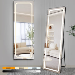 Depuley Full Length Mirrors with Lights, 63" x 20" Lighted Standing Floor Mirrors, Dimmable LED Wall-Mounted Hanging Mirror Makeup Vanity Light with 3 Color Modes, Bedroom Full Body Mirror for Home (3cct Length Mirror) - WS-MPM10-35B 2 | DEPULEY