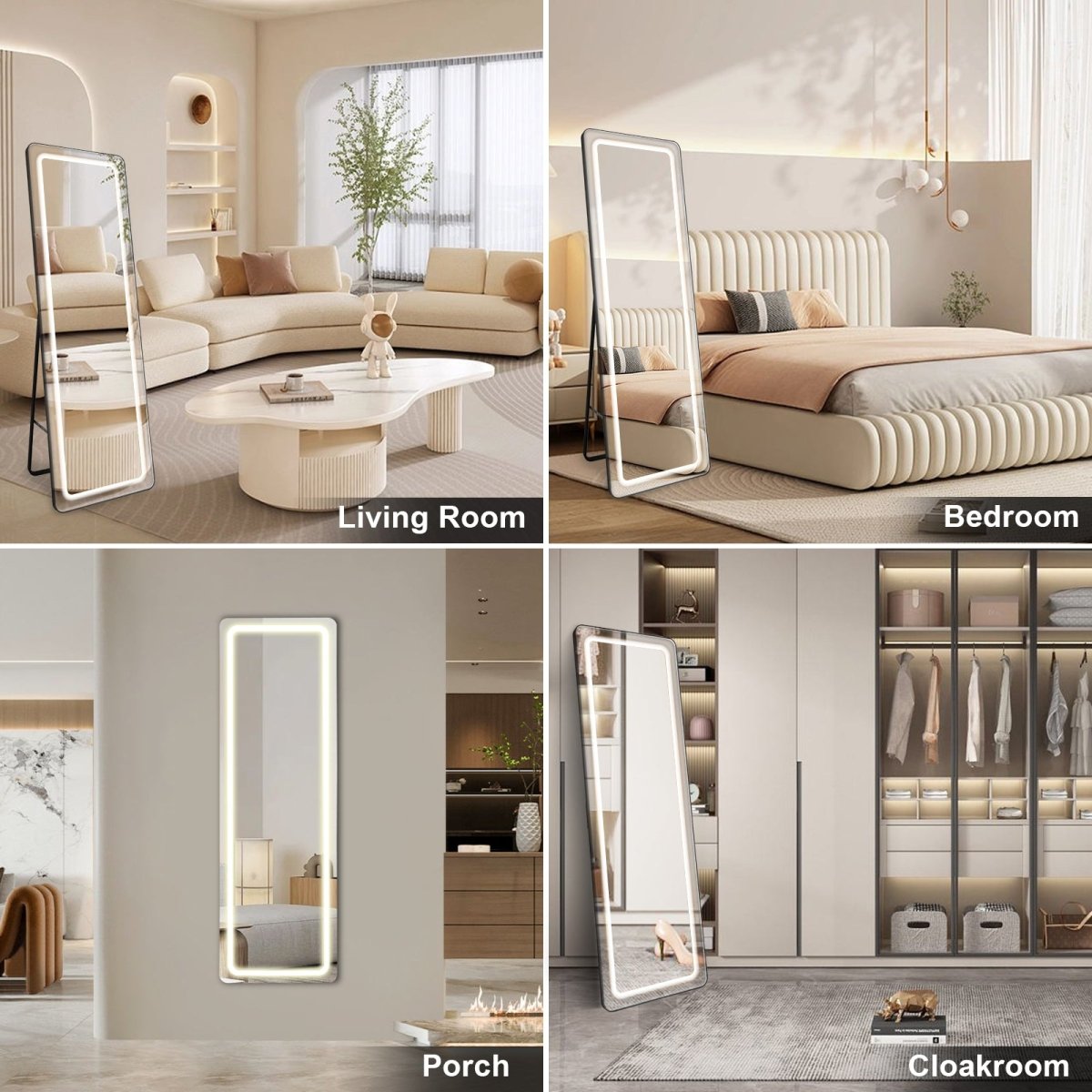 Floor vanity mirror with lights cheap