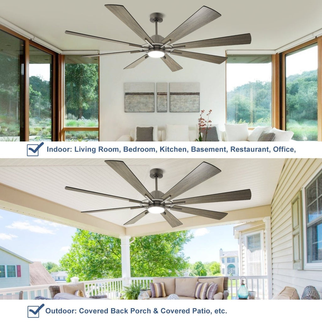 Depuley Large Ceiling Fan with Lights, 72" DC Reversible Ceiling Fan with Light LED, 8 Plywood Blades 5 Speed, Modern Industrial Ceiling Fans Indoor for Living Room, Color Changeable 3000K-6000K, Gray - WS-FPZ45-18C-GR 6 | DEPULEY