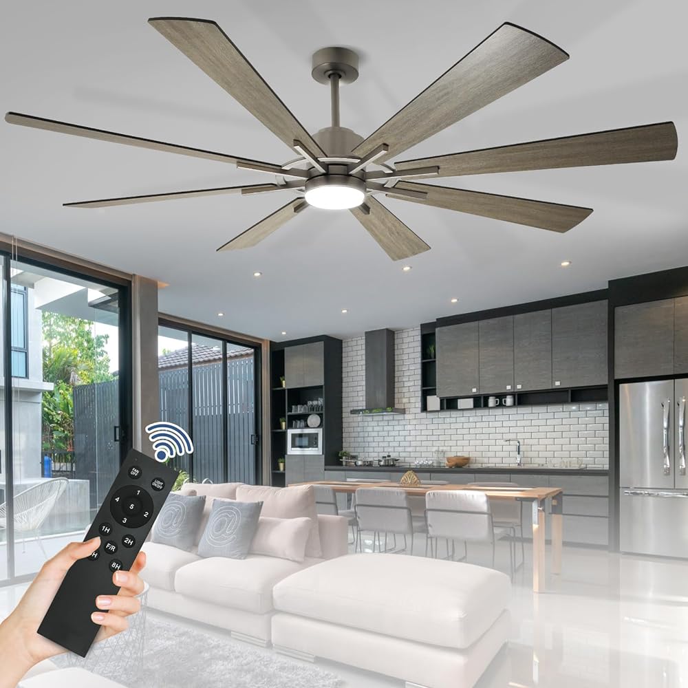 Depuley Large Ceiling Fan with Lights, 72" DC Reversible Ceiling Fan with Light LED, 8 Plywood Blades 5 Speed, Modern Industrial Ceiling Fans Indoor for Living Room, Color Changeable 3000K-6000K, Gray - WS-FPZ45-18C-GR 2 | DEPULEY