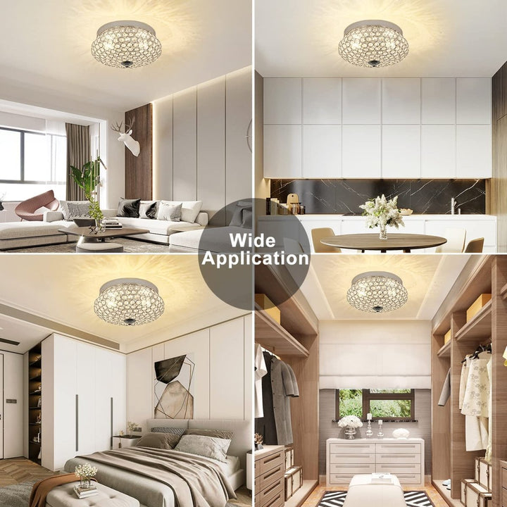 Depuley Modern Crystal Chandelier Flush Mount Ceiling Light Fixture, 2-Light Close to Ceiling Light with Crown Design for Bedroom Kitchen Living Room Foyer Hallway, Chrome Finish - WS-FNC36-40B 10 | DEPULEY