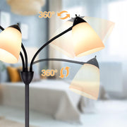 Depuley Modern Reading Floor Lamp, 3-Light with Adjustable Flexible Gooseneck Tree Standing Lamp for Living Room, Bedroom, Study Room, Office -Black Metal White Shades - WSFLL003 7 | DEPULEY