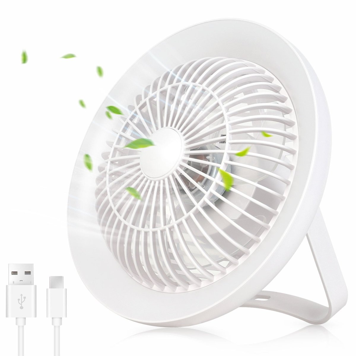 Depuley Portable Desk Fan with LED Light, 8" Small Desk Fan for Hanging or Tabletop Use, 4000mAH Outdoor Small Fan Rechargeable Quiet Camping USB Desk Fan with 3 Speeds - WS-FPZ35-6A-NEW 2 | DEPULEY