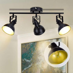 Depuley Retro 3 Way Swiveling Ceiling Spotlight, Kitchen Lights with 3 Trumpet-Shaped Shade, Black-Gold Metal Iron Cover, Rotatable Ceiling Lighting for Living Room Bedroom Kitchen - WSSD05-15B 1 | DEPULEY