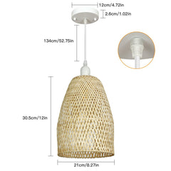Depuley Retro Bamboo Woven Pendant Lights, Hand-Woven Caged Ceiling Lamp, Corridor Bedroom Living Room Lighting Pendant Light Dining Room Decorative Lamp - WS-FND88-60B 3 | DEPULEY