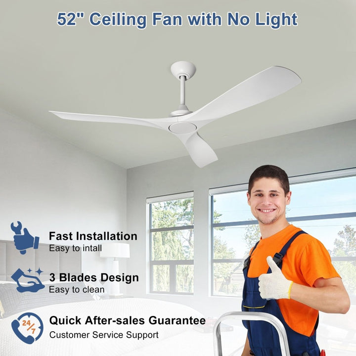 Depuley White Modern Remote Ceiling Fan No Light, Low Profile Ceiling Fans Without Light, 52-Inch Noiseless Reversible DC Motor for Kitchen/Patio/Farmhouse & Covered Outdoor, Timing - WS-FPZ42-18B-WH 7 | DEPULEY