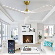Depuley White Modern Remote Ceiling Fan No Light, Low Profile Ceiling Fans Without Light, 52 - Inch Noiseless Reversible DC Motor for Kitchen/Patio/Farmhouse & Covered Outdoor, Timing - WS - FPZ180 - 18B - WH 12 | DEPULEY