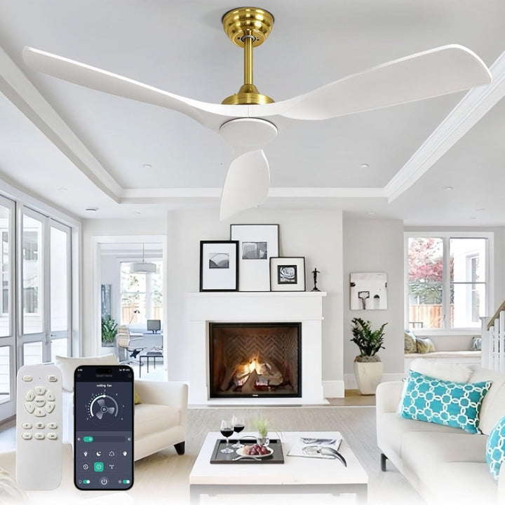 Depuley White Modern Remote Ceiling Fan No Light, Low Profile Ceiling Fans Without Light, 52 - Inch Noiseless Reversible DC Motor for Kitchen/Patio/Farmhouse & Covered Outdoor, Timing - WS - FPZ180 - 18B - WH 12 | DEPULEY