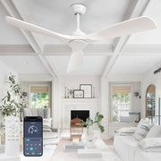 Depuley White Modern Remote Ceiling Fan No Light, Low Profile Ceiling Fans Without Light, 52 - Inch Noiseless Reversible DC Motor for Kitchen/Patio/Farmhouse & Covered Outdoor, Timing - WS - FPZ42 - 18B - WH 10 | DEPULEY