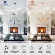 Depuley White Modern Remote Ceiling Fan No Light, Low Profile Ceiling Fans Without Light, 52-Inch Noiseless Reversible DC Motor for Kitchen/Patio/Farmhouse & Covered Outdoor, Timing - WS-FPZ42-18B-WH 4 | DEPULEY