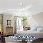 Depuley White Modern Remote Ceiling Fan No Light, Low Profile Ceiling Fans Without Light, 52-Inch Noiseless Reversible DC Motor for Kitchen/Patio/Farmhouse & Covered Outdoor, Timing - WS-FPZ42-18B-WH 8 | DEPULEY