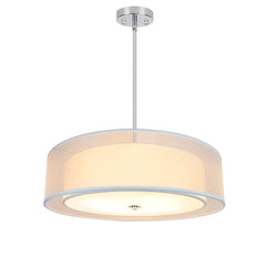 DLLT 3-Light Semi Flush Mount Ceiling Light Fixture, 20 Inch Adjustable Height Ceiling Hanging Lighting, Drum Pendant Light with Double Fabric Shade for Dining Room Living Room Bedroom Kitchen Entry Hallway - WSCL31-3W 1 | DEPULEY