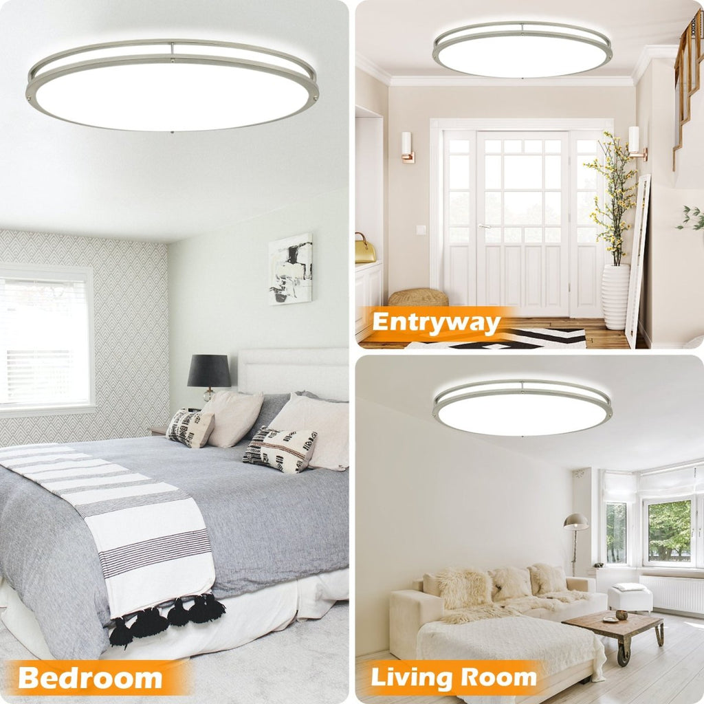 DLLT 32In Oval LED Ceiling Light Fixture, 65W Dimmable LED Flush Mount Ceiling Light with Remote, 3000K/4000K/5000K Adjustable, Brush Nickel Finish for Bedroom/Living Room/Dining Room - WS-FPC39-65C-D 4 | DEPULEY
