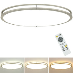 DLLT 32In Oval LED Ceiling Light Fixture, 65W Dimmable LED Flush Mount Ceiling Light with Remote, 3000K/4000K/5000K Adjustable, Brush Nickel Finish for Bedroom/Living Room/Dining Room - WS-FPC39-65C-D 1 | DEPULEY