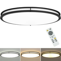 DLLT 65W Dimmable LED Flush Mount Ceiling Light with Remote, 32" Oval Brush Nickel Finish Close to Ceiling Light Fixture for Bedroom/Living Room/Kitchen Lighting, 3CCT Adjustable - WS-FPC39-65C-B 2 | DEPULEY