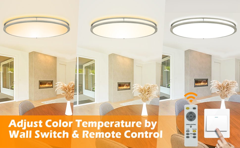 DLLT 65W Dimmable LED Flush Mount Ceiling Light with Remote, 32" Oval Brush Nickel Finish Close to Ceiling Light Fixture for Bedroom/Living Room/Kitchen Lighting, 3CCT Adjustable - WS-FPC39-65C-B 13 | DEPULEY