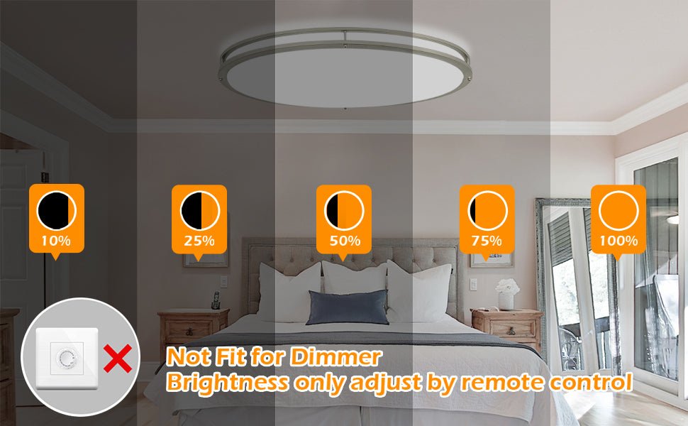 DLLT 65W Dimmable LED Flush Mount Ceiling Light with Remote, 32" Oval Brush Nickel Finish Close to Ceiling Light Fixture for Bedroom/Living Room/Kitchen Lighting, 3CCT Adjustable - WS-FPC39-65C-B 12 | DEPULEY