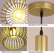 DLLT Golden Brass Hollow-carved Design Pendant Ceiling Lights Fixtures, Classic Pendant Lamp Industrial Metal Hanging Pendant LED Lighting for Kitchen, Bedroom, Dining Room, Hallway, Loft, Restaurant, Bar, Entryway - WS-FND25-60B-DP 7 | DEPULEY