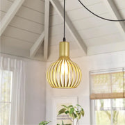DLLT Golden Brass Hollow-carved Design Pendant Ceiling Lights Fixtures, Classic Pendant Lamp Industrial Metal Hanging Pendant LED Lighting for Kitchen, Bedroom, Dining Room, Hallway, Loft, Restaurant, Bar, Entryway - WS-FND25-60B-DP 2 | DEPULEY