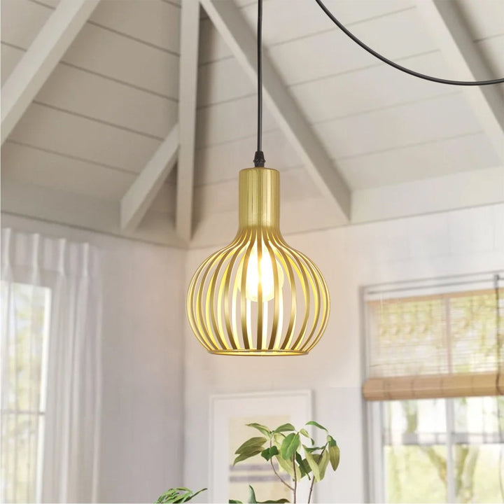 DLLT Golden Brass Hollow-carved Design Pendant Ceiling Lights Fixtures, Classic Pendant Lamp Industrial Metal Hanging Pendant LED Lighting for Kitchen, Bedroom, Dining Room, Hallway, Loft, Restaurant, Bar, Entryway - WS-FND25-60B-DP 2 | DEPULEY