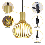 DLLT Golden Brass Hollow-carved Design Pendant Ceiling Lights Fixtures, Classic Pendant Lamp Industrial Metal Hanging Pendant LED Lighting for Kitchen, Bedroom, Dining Room, Hallway, Loft, Restaurant, Bar, Entryway - WS-FND25-60B-DP 5 | DEPULEY