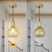 DLLT Golden Brass Hollow-carved Design Pendant Ceiling Lights Fixtures, Classic Pendant Lamp Industrial Metal Hanging Pendant LED Lighting for Kitchen, Bedroom, Dining Room, Hallway, Loft, Restaurant, Bar, Entryway - WS-FND25-60B-DP 8 | DEPULEY