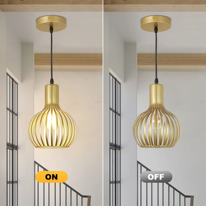DLLT Golden Brass Hollow-carved Design Pendant Ceiling Lights Fixtures, Classic Pendant Lamp Industrial Metal Hanging Pendant LED Lighting for Kitchen, Bedroom, Dining Room, Hallway, Loft, Restaurant, Bar, Entryway - WS-FND25-60B-DP 8 | DEPULEY