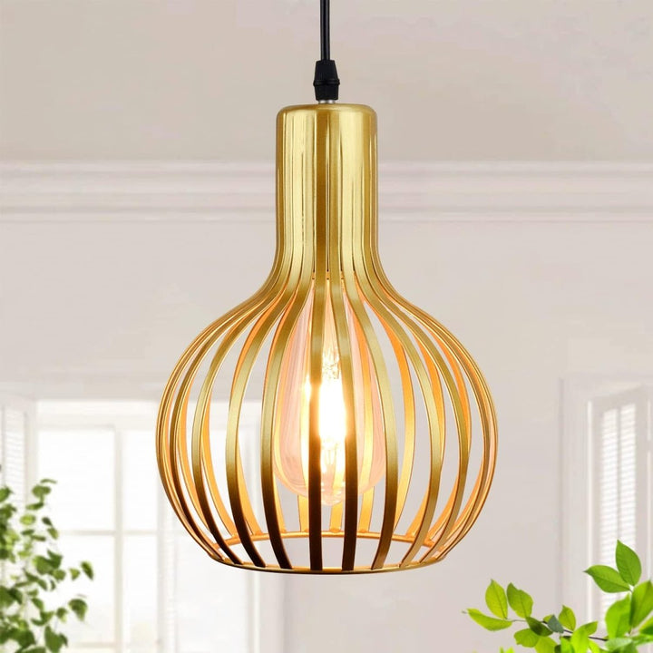 DLLT Golden Brass Hollow-carved Design Pendant Ceiling Lights Fixtures, Classic Pendant Lamp Industrial Metal Hanging Pendant LED Lighting for Kitchen, Bedroom, Dining Room, Hallway, Loft, Restaurant, Bar, Entryway - WS-FND25-60B-DP 13 | DEPULEY
