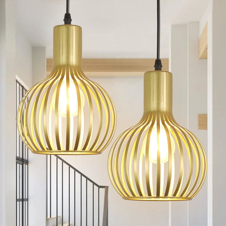 DLLT Golden Brass Hollow-carved Design Pendant Ceiling Lights Fixtures, Classic Pendant Lamp Industrial Metal Hanging Pendant LED Lighting for Kitchen, Bedroom, Dining Room, Hallway, Loft, Restaurant, Bar, Entryway - WS-FND25-60B-DP 6 | DEPULEY