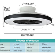 DLLT Modern Ceiling Fans with Lights, 40W LED Dimmable with Remote, 7 Invisible Blades Semi Flush Mount Ceiling Fan Light, 3-Speed Indoor Low Profile Ceiling Fan, 3000K-6500K Timing - WS-FPZ12-40C 4 | DEPULEY