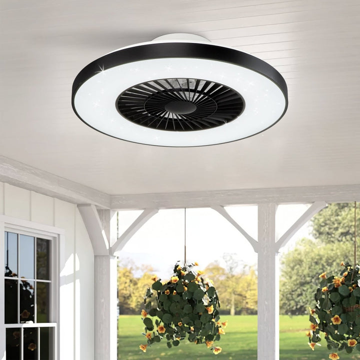 DLLT Modern Ceiling Fans with Lights, 40W LED Dimmable with Remote, 7 Invisible Blades Semi Flush Mount Ceiling Fan Light, 3-Speed Indoor Low Profile Ceiling Fan, 3000K-6500K Timing - WS-FPZ12-40C 11 | DEPULEY