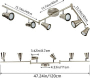 DLLT Modern LED Track Lighting Kit-6 Lights Adjustable Decorative Track Light Fixture, 6 Way Flush Mount Ceiling or Wall Spotlight for Kitchen, Dining Room, Hallway, Bedroom, Warm Light, Silver - WSSD02-18B 2 | DEPULEY