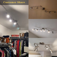 DLLT Modern LED Track Lighting Kit - 6 Lights Adjustable Decorative Track Light Fixture, 6 Way Flush Mount Ceiling or Wall Spotlight for Kitchen, Dining Room, Hallway, Bedroom, Warm Light, Silver - WSSD02 - 18B 2 | DEPULEY