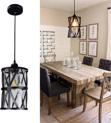 Semi Flush Mount Pendant Lighting Fixture, 1-Light Industrial Edison Ceiling Lamp, Black Metal Farmhouse Pendant Light with Clear Glass Lamp Shade for Kitchen, Dining Room, Hallway - WSCL37-B 2 | DEPULEY