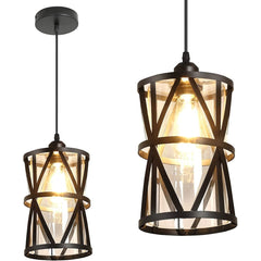 Semi Flush Mount Pendant Lighting Fixture, 1-Light Industrial Edison Ceiling Lamp, Black Metal Farmhouse Pendant Light with Clear Glass Lamp Shade for Kitchen, Dining Room, Hallway - WSCL37-B 1 | DEPULEY