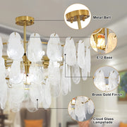 Wansi Shine 12-Light Modern Semi Flush Mount Ceiling Light, 31.5" or 27.5" Crystal Chandelier Ceiling Light Fixtures with 3-Tire Cloud Glass Lampshade for Bedroom, Included 12 LED Bulbs - WS-FPC53-D800-12C3 5 | DEPULEY
